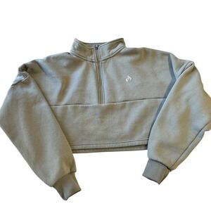 Ryderwear Cropped Quarter Zip Pullover Sweatshirt‎ Gray Size S